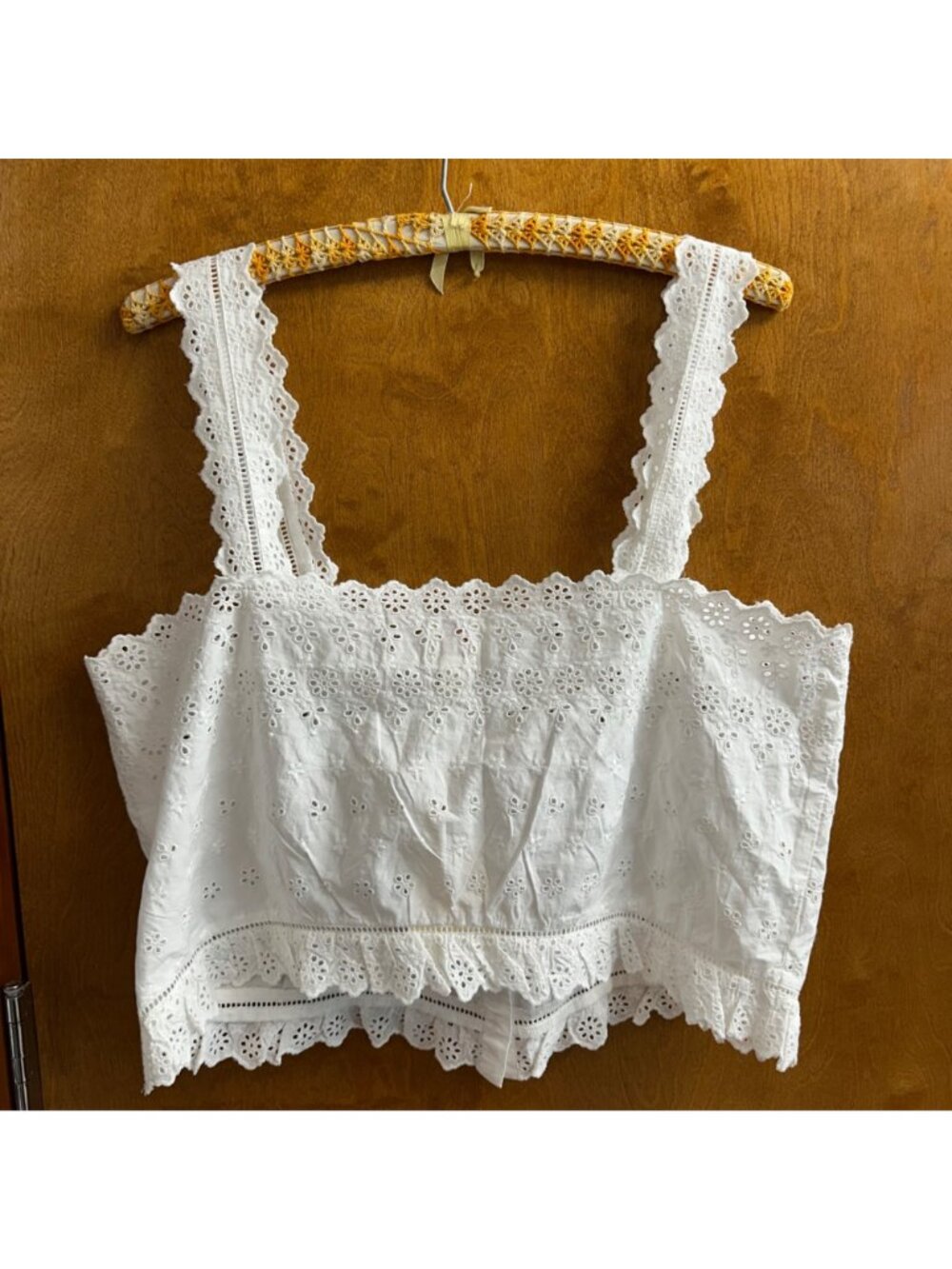 Gap x Doen Eyelet Cropped Cotton Top NWT White Size L Feminine Coquette - Picture 2 of 12